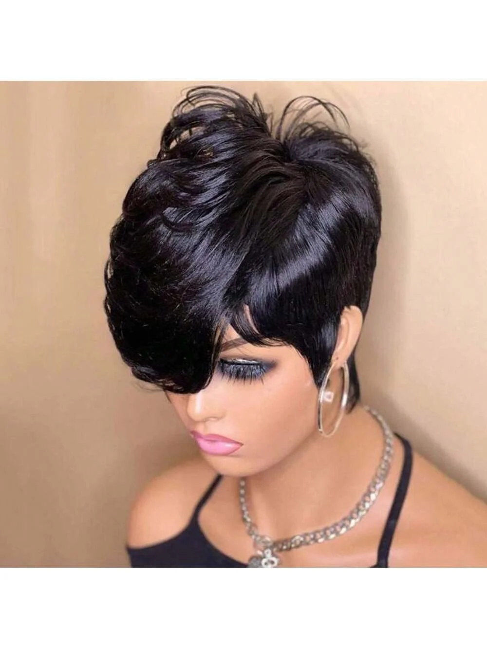 Short Layered Pixie Wig in Jet Black - Sleek Women's Hairpiece
